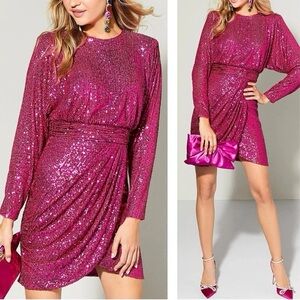 Eliza J NEW Long Sleeve Crew Neck Stretch Sequin Draped
Tulip Cocktail Dress 10‎